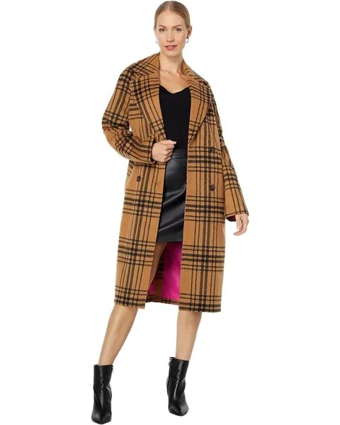 Пальто Avec Les Filles Belted Plaid, цвет Camel/Black