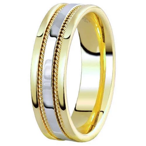 Кольцо обручальное Юверос, комбинированное золото, 585 проба, размер 17.5