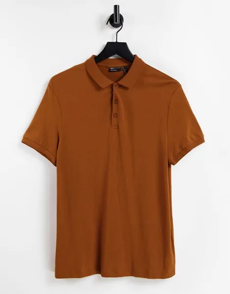 Коричневое трикотажное поло из органического хлопка ASOS DESIGN-Коричневый цвет