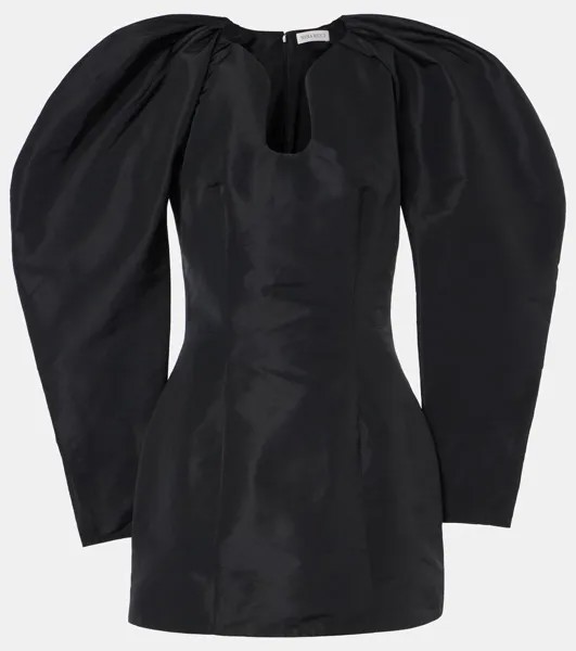 Мини-платье из плиссированной тафты Nina Ricci, черный