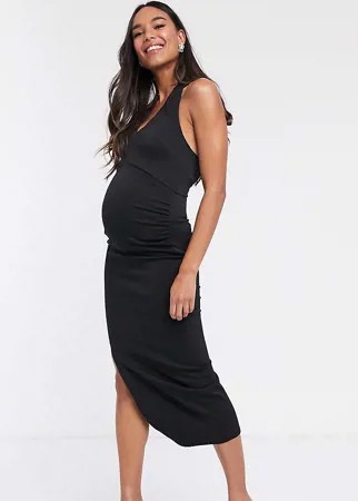 Платье макси с глубоким вырезом True Violet Maternity-Черный цвет