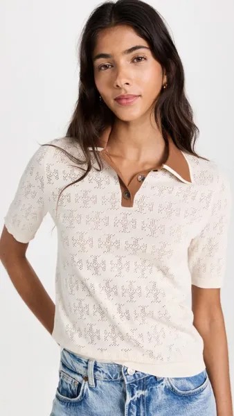 Поло Tory Burch T Monogram Cotton Pointelle