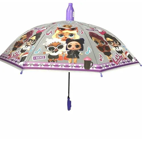 Зонт-трость полуавтомат, купол 80 см., для девочек, бесцветный