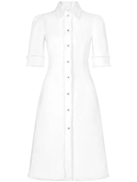 Dolce & Gabbana твидовое платье-рубашка миди, белый
