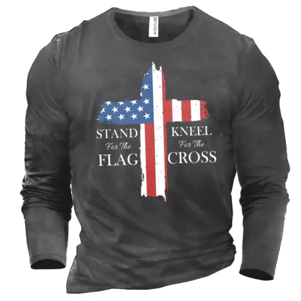 Мужская футболка Stand For Our Flag Knee For The Cross Fun Text