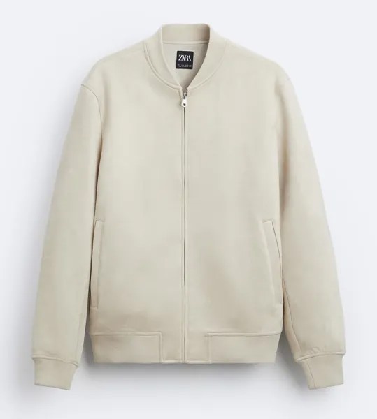 Куртка-бомбер Zara Faux Suede, светло-серый