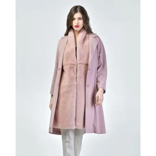 Пальто Manzoni 24, норка, силуэт прямой, размер 44, розовый