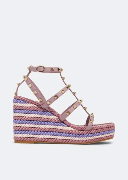 Сандалии VALENTINO GARAVANI Rockstud wedge sandals, фиолетовый