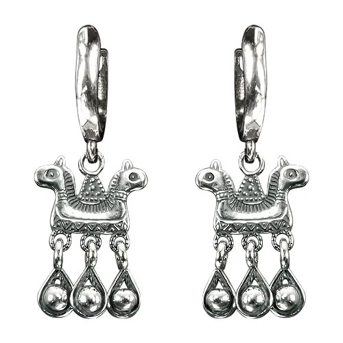 Серьги с подвесками Мастерская Алешиных, латунь, серебряный