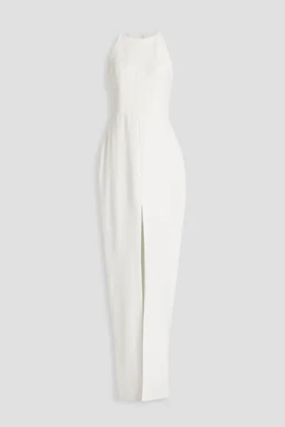 Платье макси из крепа с вырезом халтер и вырезами Rasario, белый
