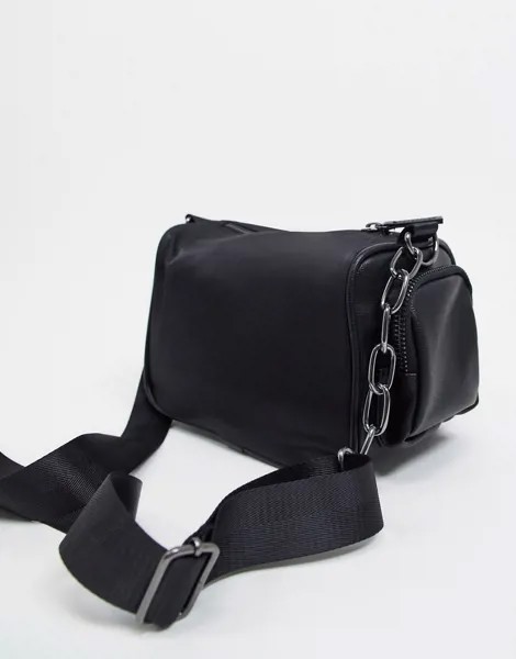 Черная сумка через плечо из искусственной кожи в виде бочонка ASOS DESIGN 90's-Черный