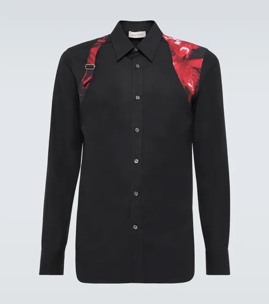 Рубашка из хлопкового поплина Harness Alexander Mcqueen, черный