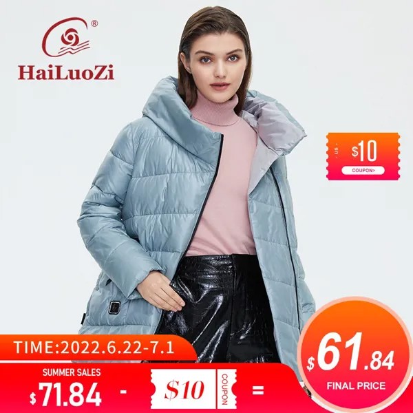 Новинка 2022, женская зимняя парка HaiLuoZi, короткие теплые женские куртки с капюшоном, стеганая плотная женская верхняя одежда, пальто с высоким...