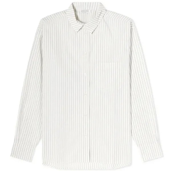 Рубашка в полоску Anine Bing Braxton All Over Monogram, белый/серый