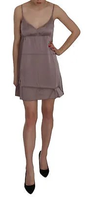 Платье PINK MEMORIES Шелковое фиолетовое мини-трапеция на тонких бретельках IT44/US10/L Рекомендуемая розничная цена 300 долларов США
