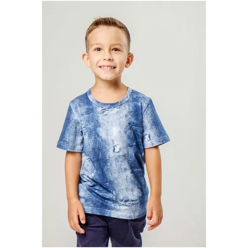 Футболка 5+ Деним, 128 р., голубая
