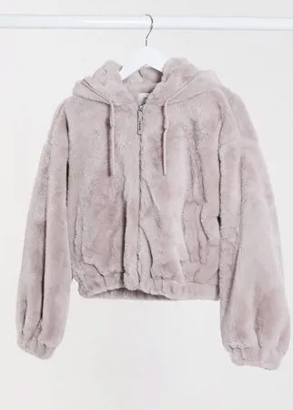 Лавандовая короткая куртка из искусственного меха Bershka-Фиолетовый