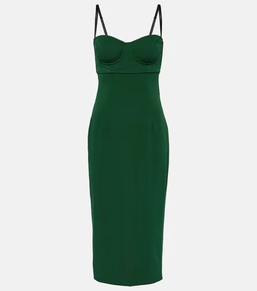 Бюстье-платье миди из смесового шелка с шармезом Dolce&Gabbana, зеленый