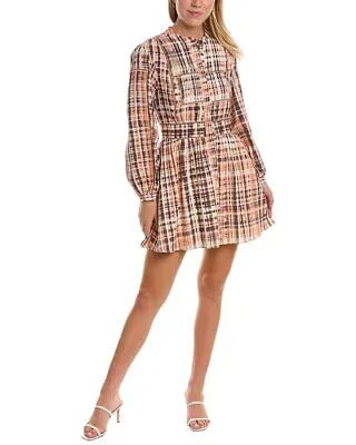 Joie Плиссированное мини-платье женское коричневое 0