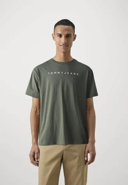 Футболка с принтом Linear Logo Tee Tommy Hilfiger, усталостный зеленый