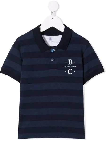 Brunello Cucinelli Kids полосатая рубашка поло с логотипом