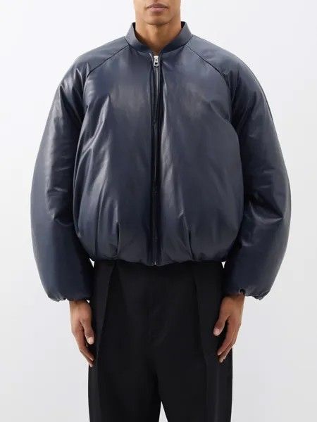 Стеганый кожаный бомбер LOEWE, синий