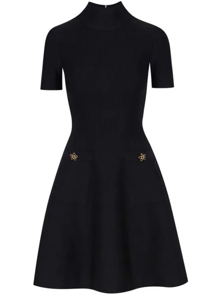 Oscar de la Renta платье мини с цветочным декором, черный