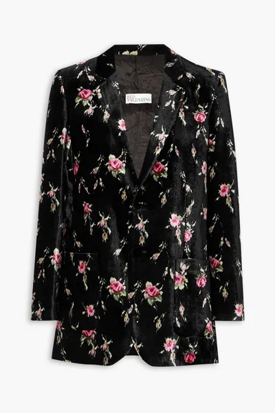 Бархатный пиджак с цветочным принтом REDVALENTINO, черный