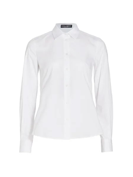 Рубашка на пуговицах из эластичного поплина DOLCE&GABBANA, белый