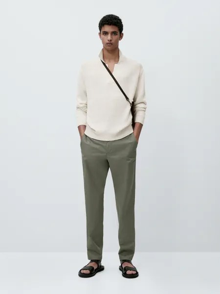 Джоггеры поплин чинос Massimo Dutti, хаки