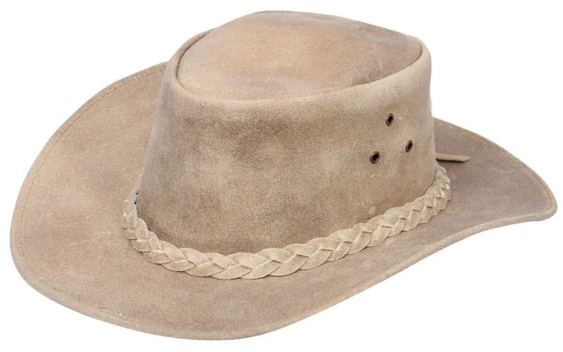 Австралийская ковбойская шляпа в стиле вестерн из натуральной кожи Aussie Bush Hat Infinity Leather, коричневый