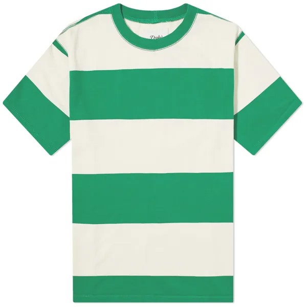 Футболка Drake'S Wide Stripe Heavy Hiking T-Shirt, цвет Green & White