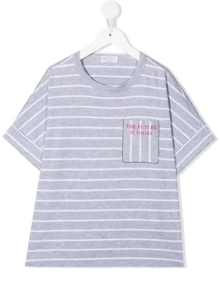 Brunello Cucinelli Kids футболка в полоску