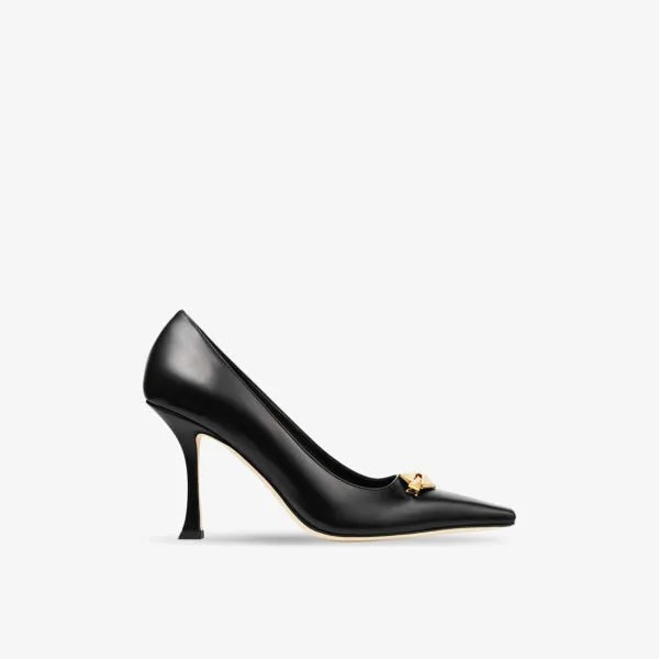 Туфли-Лодочки Ryker 90 из кожи на каблуке, украшенные кристаллами Jimmy Choo, черный