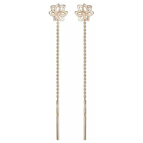 Серьги цепочки Эстет, красное золото, 585 проба