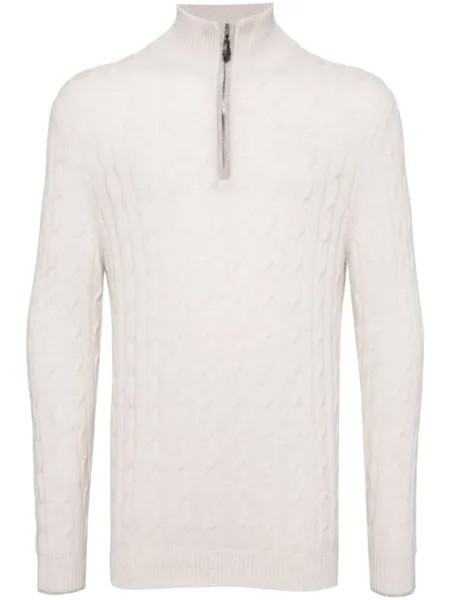 N.Peal джемпер Albemarle Cable Half Zip, нейтральный цвет