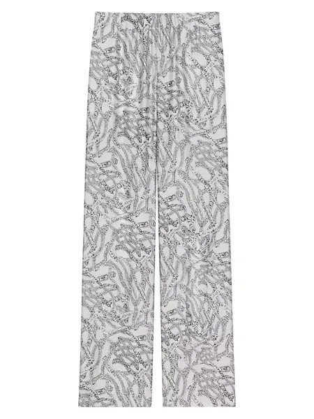 Струящиеся брюки из шелка с принтом Givenchy, серый