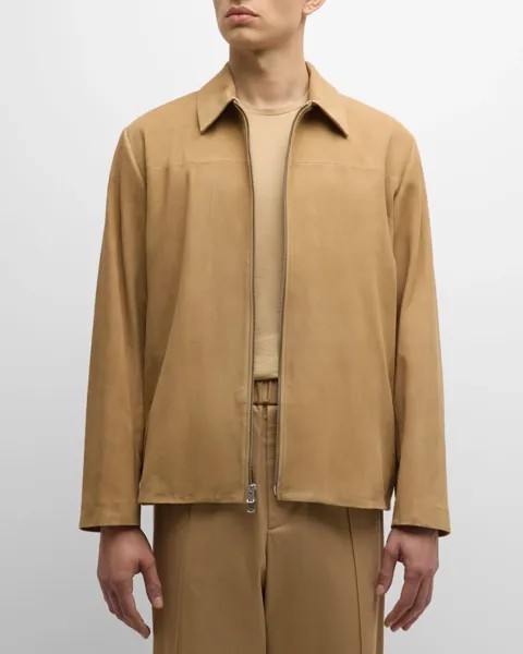 Мужская замшевая куртка на молнии Vince, цвет California Khaki