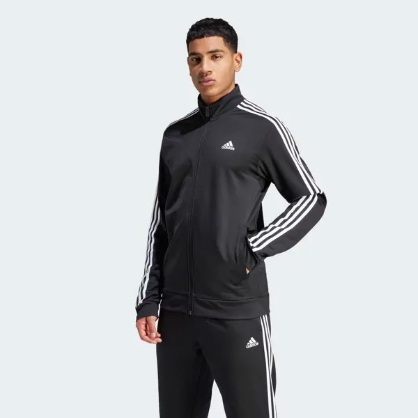 Спортивная куртка с 3 полосками Essentials Warm-Up Adidas, цвет Black/White