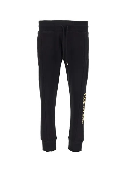 Черные мужские спортивные брюки узкого кроя с эластичной резинкой на талии Versace Jeans Couture