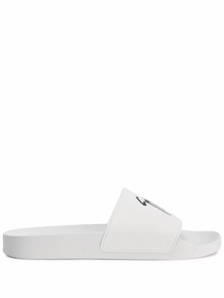 Giuseppe Zanotti шлепанцы Brett с логотипом, белый