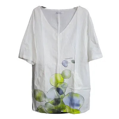Длинная рубашка MissLook с V-образным вырезом и карманами, белая, большая