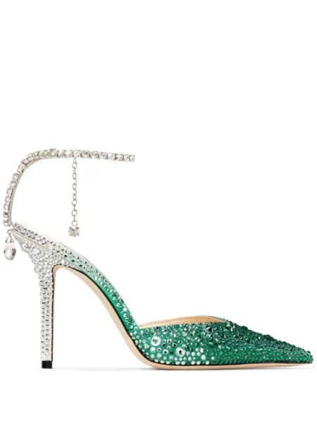 Jimmy Choo туфли Saeda 100 с кристаллами, зеленый