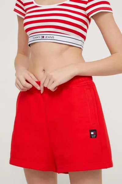 Хлопковые шорты Tommy Jeans, красный
