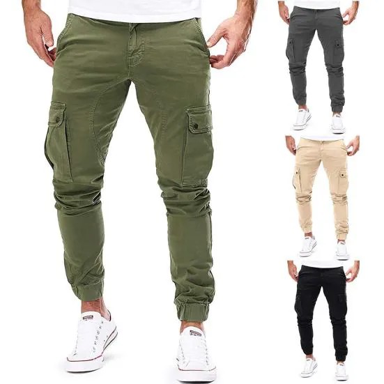 IW Мужчины Эластичный Slim Fit Multi-Pocket Длинные спортивные джинсы Рабочие брюки