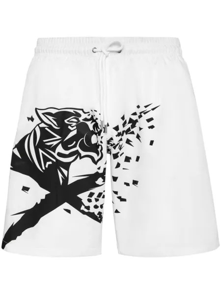 Plein Sport плавки-шорты с принтом, белый