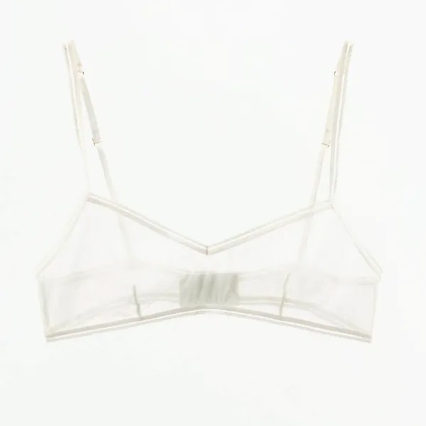 Бюстгальтер Zara Embellished Trim Mesh, белый