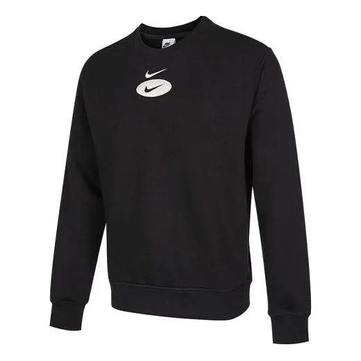 Толстовка Men's Nike As Nsw Sl Bb Crew Casual Sports Fleece Lined Round Neck Long Sleeves Black, черный