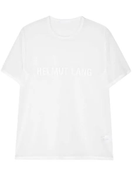 Helmut Lang полупрозрачная футболка с логотипом, белый