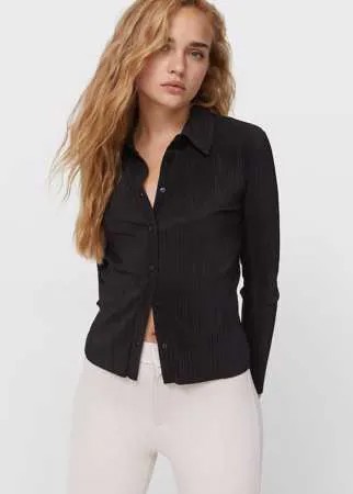 Stradivarius Плиссированная Рубашка Черный S